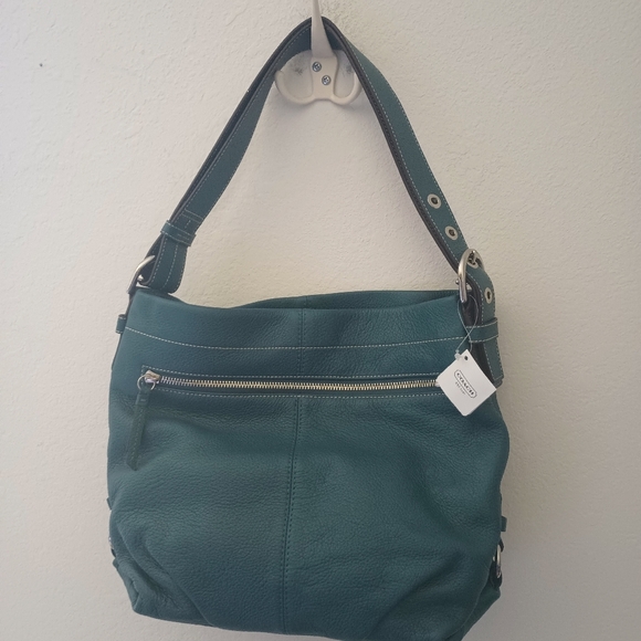 Coach Leather Duffle Shoulder Bag Teal - Picture 2 of 5
